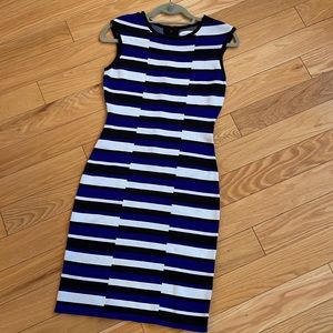 Calvin Klein Blue/White/Black Stretch Dress, S